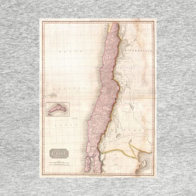 Vintage Map of Chile (1818) by Bravuramedia